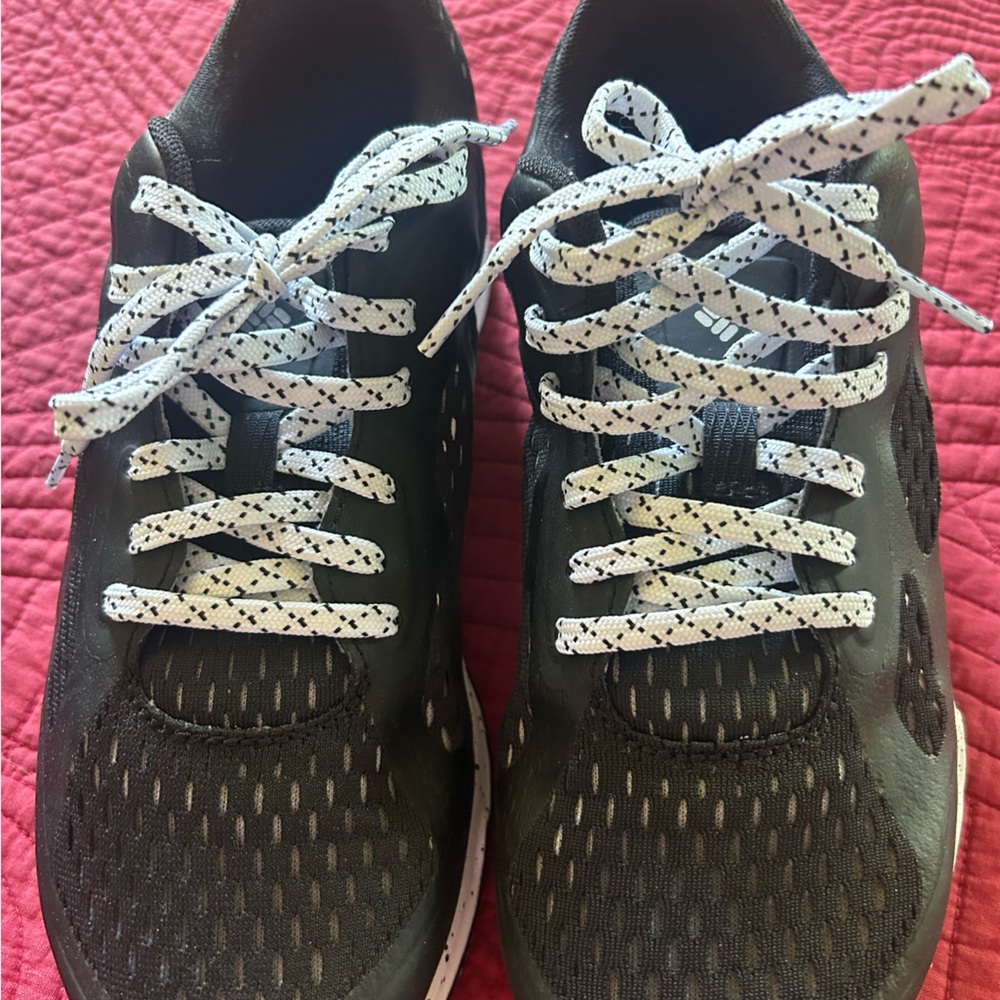 Black Athletic Sneakers with White Speckled Laces
